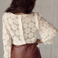 Flower Jacquard Flounce Sleeve Blouse