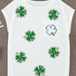 Full Size Sequin Lucky Clover Boat Neck White T-Shirt