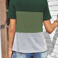 Color Block Round Neck Short Sleeve T-Shirt