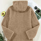 Drawstring Fleece Zip Up Hooded Jacket