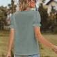 Lace Detail V-Neck Flounce Sleeve Blouse