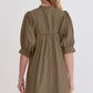 Oh Frill Notched Puff Sleeve Babydoll Mini Dress
