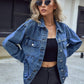 Pocketed Button Down Collared Neck Denim Top