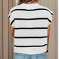 Striped Round Neck Cap Sleeve Sweater