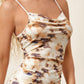 Drawstring Printed Spaghetti Strap Dress