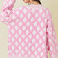 Geometric Open Front Long Sleeve Cardigan