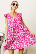 BiBi Leopard Cap Sleeve Tiered Mini Dress - Brand BiBi *