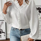 Ruffled V-Neck Long Sleeve Blouse