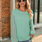 Full Size Round Neck Lace Long Sleeve T-Shirt Plus Size