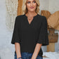 Eyelet Notched Half Sleeve T-Shirt