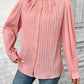 Button Down Mock Neck Long Sleeve Shirt