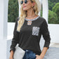 Cutout Leopard Round Neck Long Sleeve T-Shirt
