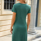 Ruched Round Neck Short Sleeve Mini Dress