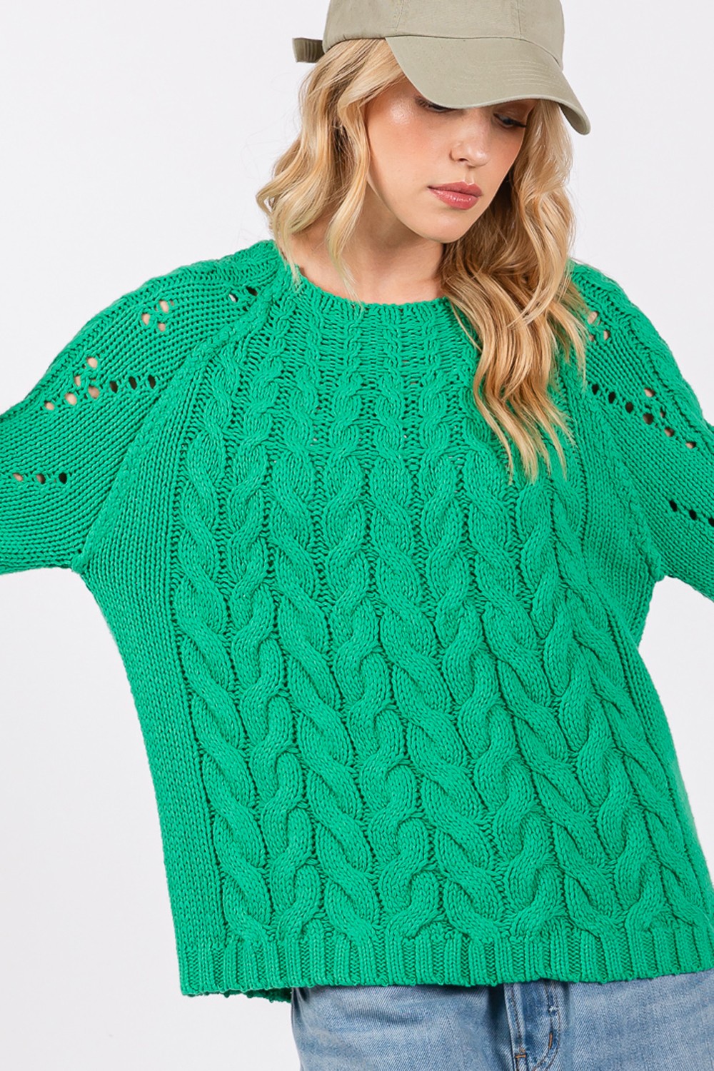 SAGE + FIG Cable-Knit Long Sleeve Sweater *