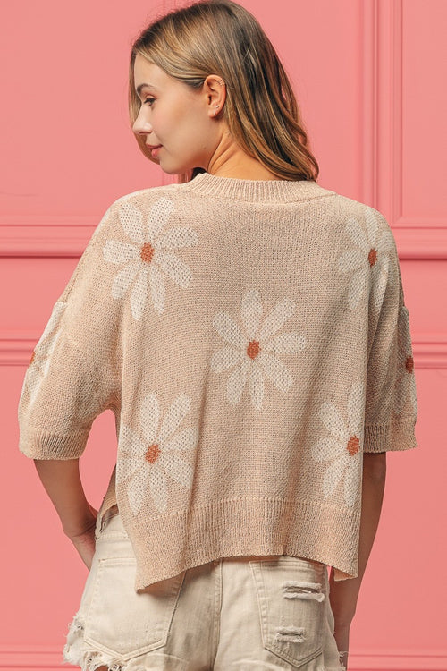 BiBi Floral Pattern Slit Sweater - Brand BiBi