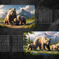 Brown Bear and Cubs Digital Art in PDF SVG PNG File Formats