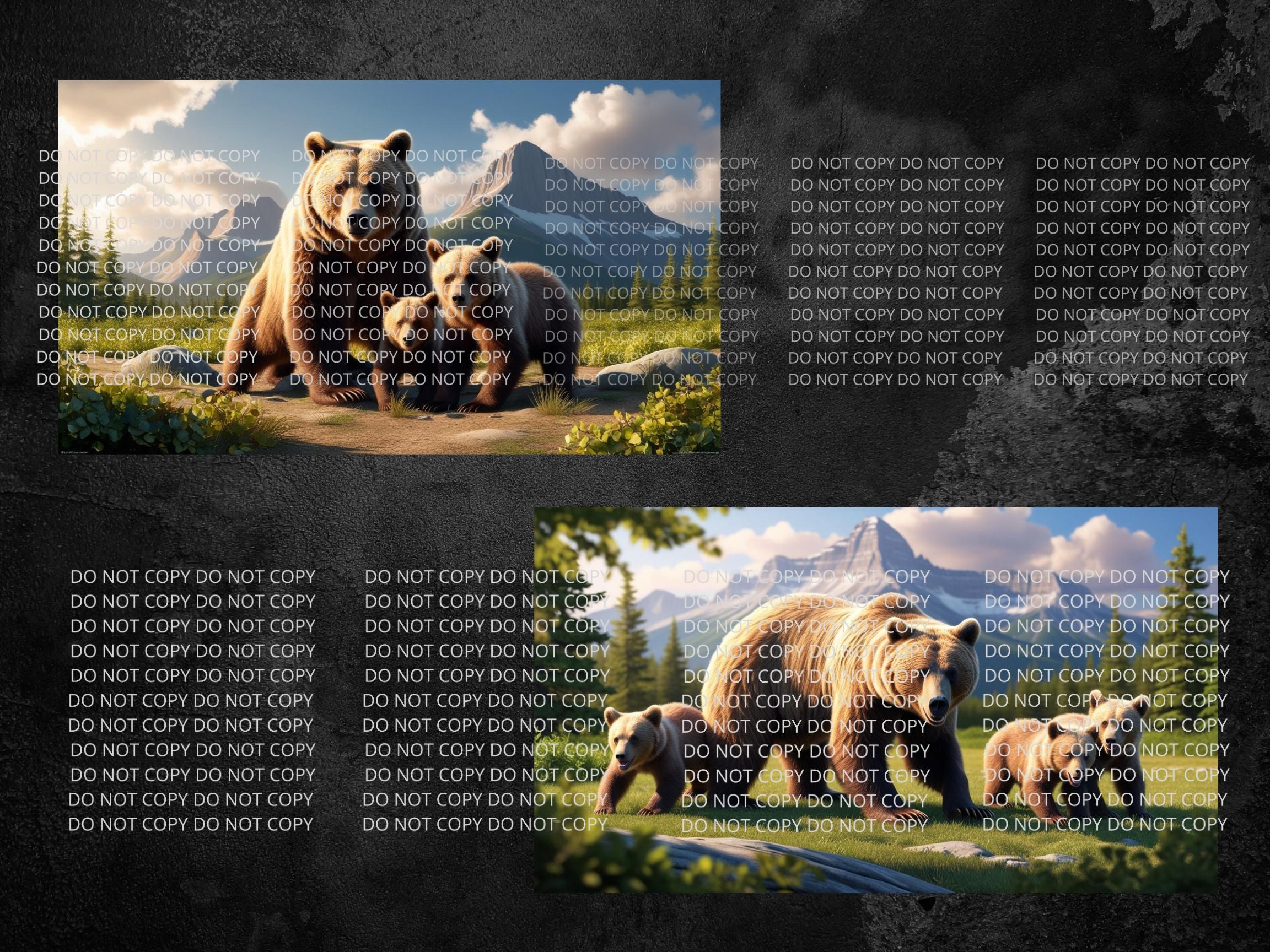 Brown Bear and Cubs Digital Art in PDF SVG PNG File Formats