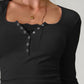 Devine Square Neck Half Snap Long Sleeve T-Shirt
