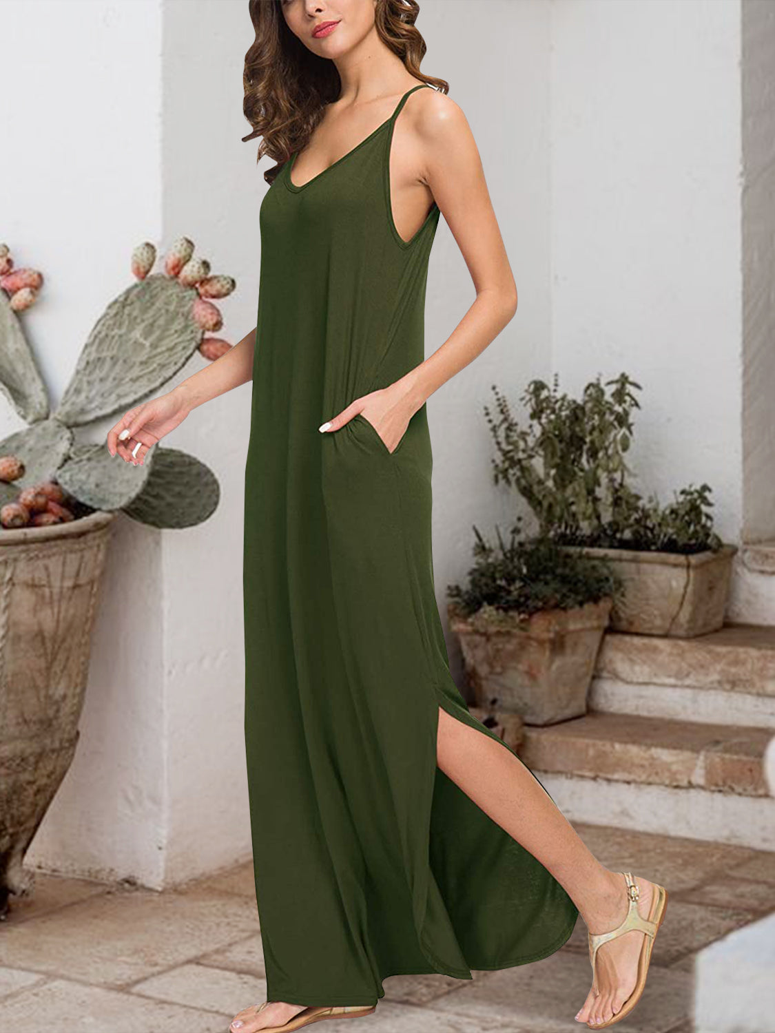 Slit Scoop Neck Sleeveless Maxi Dress