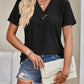 Full Size Eyelet V-Neck Short Sleeve Top