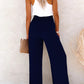 Full Size Decorative Button High Waist Pants