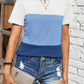 Color Block Round Neck Short Sleeve T-Shirt