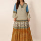 Plus Size Printed V-Neck Balloon Sleeve Maxi Dress