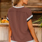 Color Block Round Neck Cap Sleeve T-Shirt