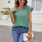 Textured Round Neck Cap Sleeve T-Shirt