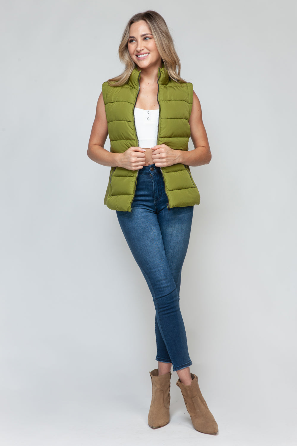 Snobbish Zip Up Turtleneck Vest with Pockets *