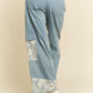 Davi & Dani Lace Applique Wide Leg Jeans