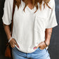 Textured V-Neck Dropped Shoulder T-Shirt