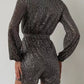 Full Size Sequin Surplice Tie Waist Long Sleeve Romper