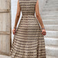 Tan Printed Johnny Collar Midi Dress