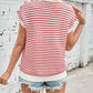 Lovelet Striped Round Neck Cap Sleeve Sweater