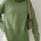 Side Slit Turtleneck Drop Shoulder Sweater