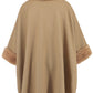 Fuzzy Trim Long Sleeve Poncho