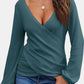Waffle Knit Surplice Long Sleeve T-Shirt
