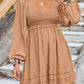 Crochet V-Neck Balloon Sleeve Dress