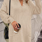 Collared Neck Long Sleeve Sweater Dress with Pockets