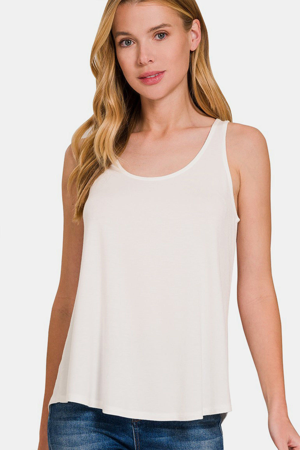 Zenana Round Neck Flowy Hem Tank *