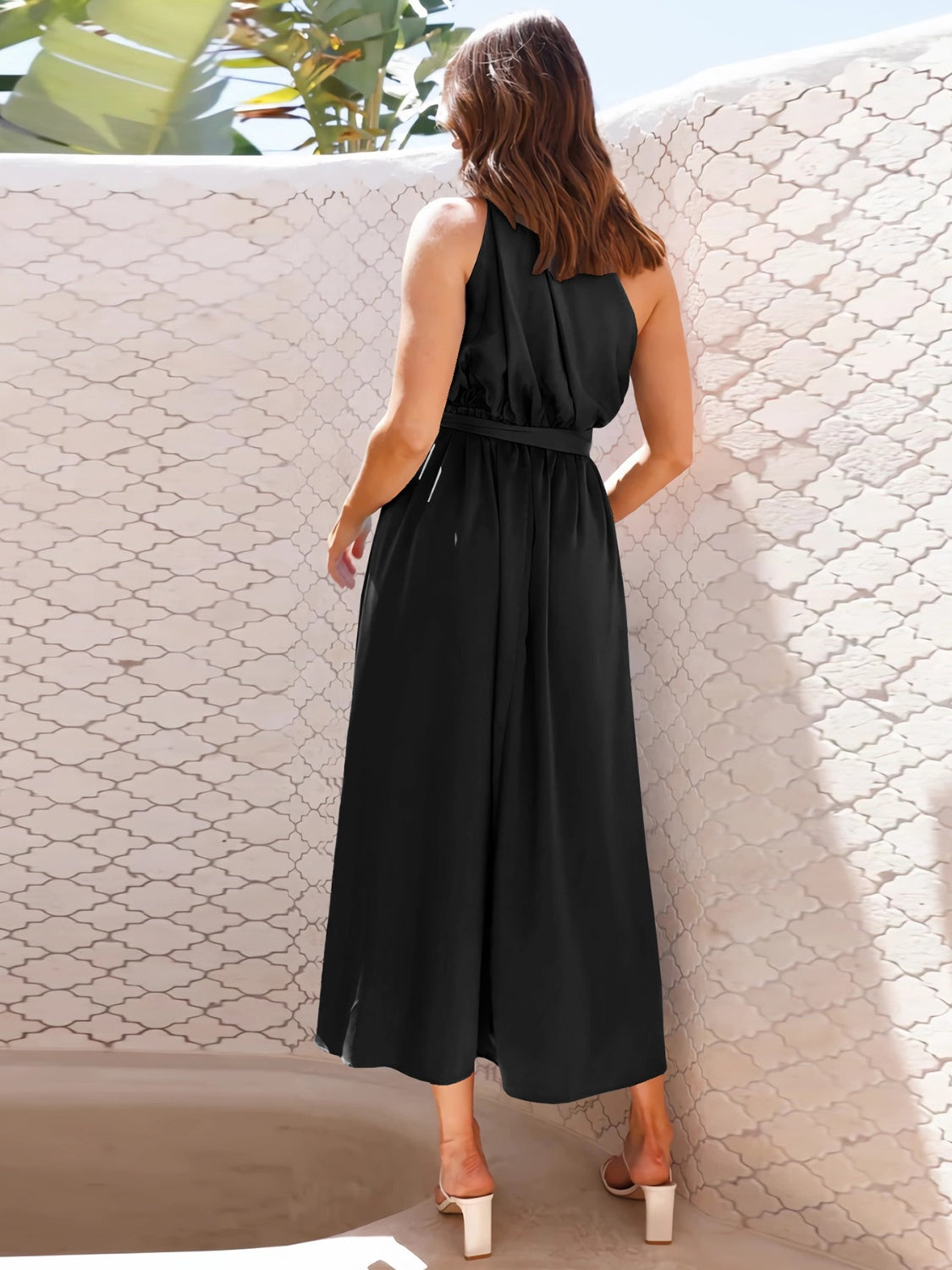 Full Size Single Shoulder Midi Dress