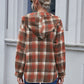 Plaid Button Up Long Sleeve Hooded Jacket