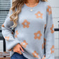 Flower Round Neck Dropped Shoulder Sweater