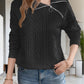Oblique Zipper Collared Neck Long Sleeve Sweatshirt