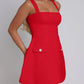 Devine Square Neck Wide Strap Mini Dress