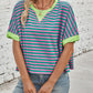 Lovelet Striped Round Neck Short Sleeve T-Shirt