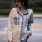 Shiny Plaid Contrast Drop Shoulder Shacket