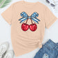 Cherry Graphic Round Neck Short Sleeve T-Shirt