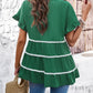 Round Neck Flounce Sleeve Blouse